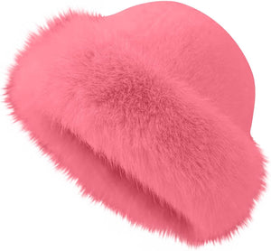 Faux Fur Cossack Hat for Women - Russian Winter Warm Earmuff Elegant Soft Plush Fluffy Windproof Thermal Trendy Furry for Skiing Skating Climbing - Ladies Girls