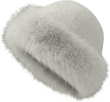 Faux Fur Cossack Hat for Women - Russian Winter Warm Earmuff Elegant Soft Plush Fluffy Windproof Thermal Trendy Furry for Skiing Skating Climbing - Ladies Girls