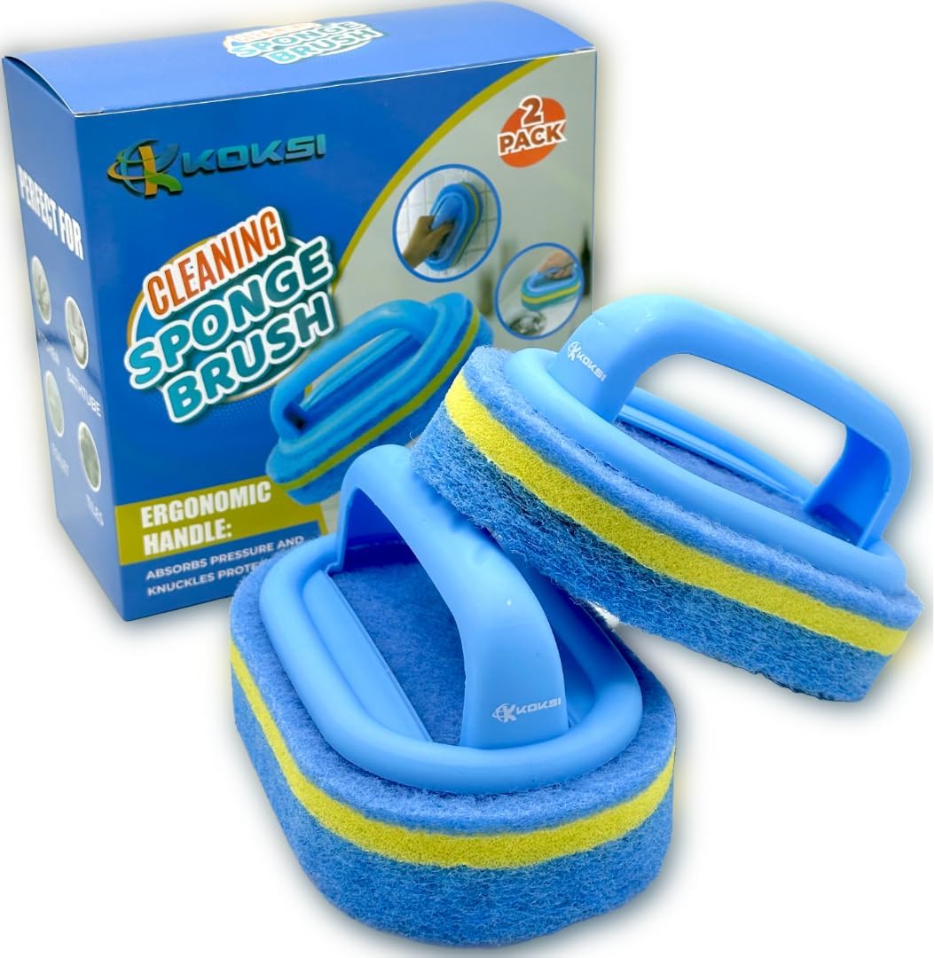 Cleaning Brush for Bathroom Kitchen Bathtub Toilet Cleaner All Purpose Shower Sponge Scrubbing Brush with Ergonomic Handle