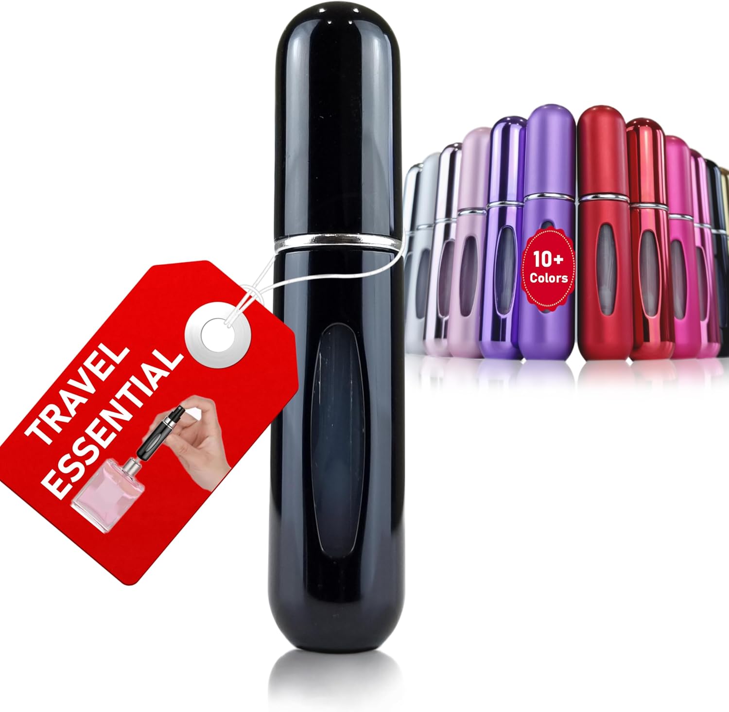 Perfume Atomiser - Travel Essential, Refillable Perfume Travel Bottle, Atomiser Spray Bottle (5 Ml) 18 Colors, Piano Black