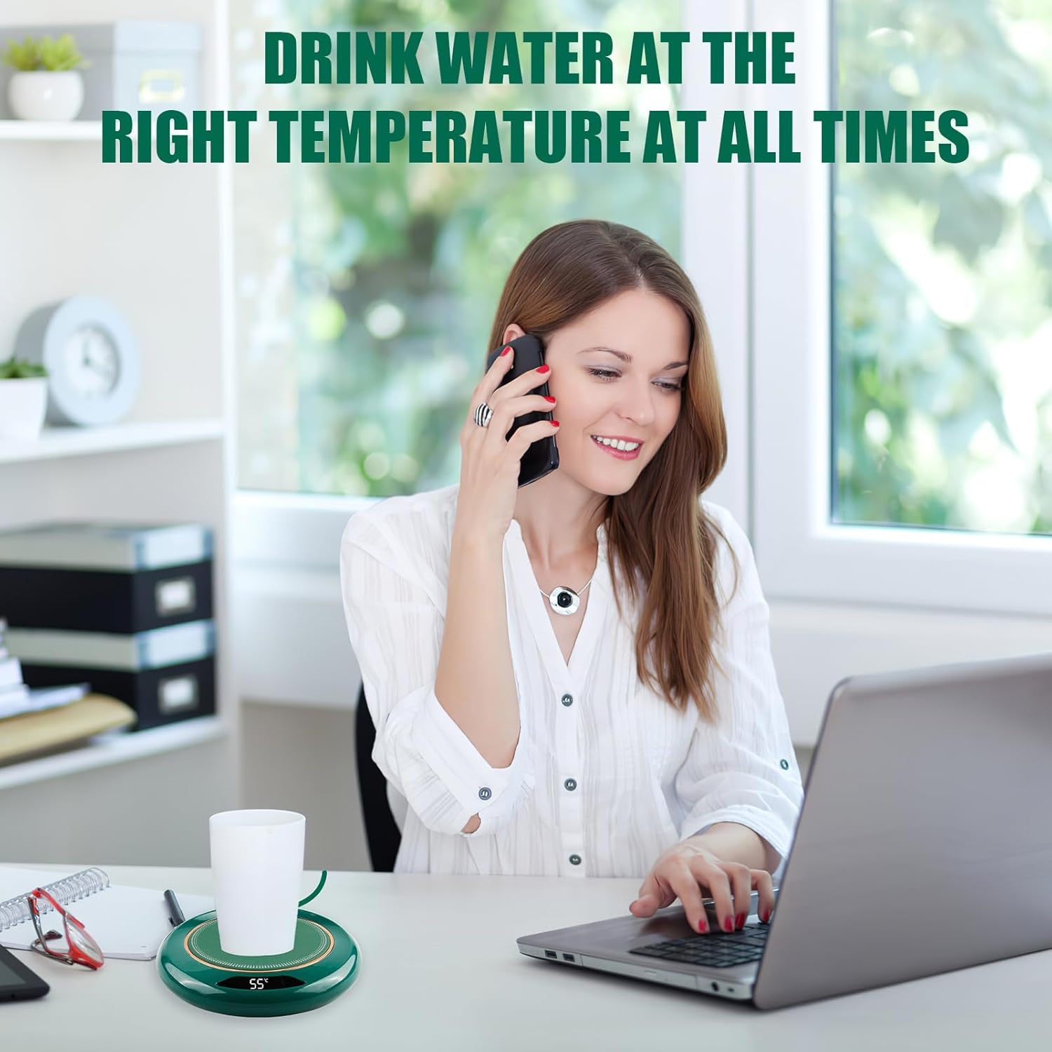 Coffee Mug Warmer, USB Coffee Warmer with 3 Temperature Setting(45-75℃) Smart Touch Cup Warmer for Desk Electric Beverage Mug Warmer 8H Auto Shut off for Tea Milk Candle Warmer Office Home