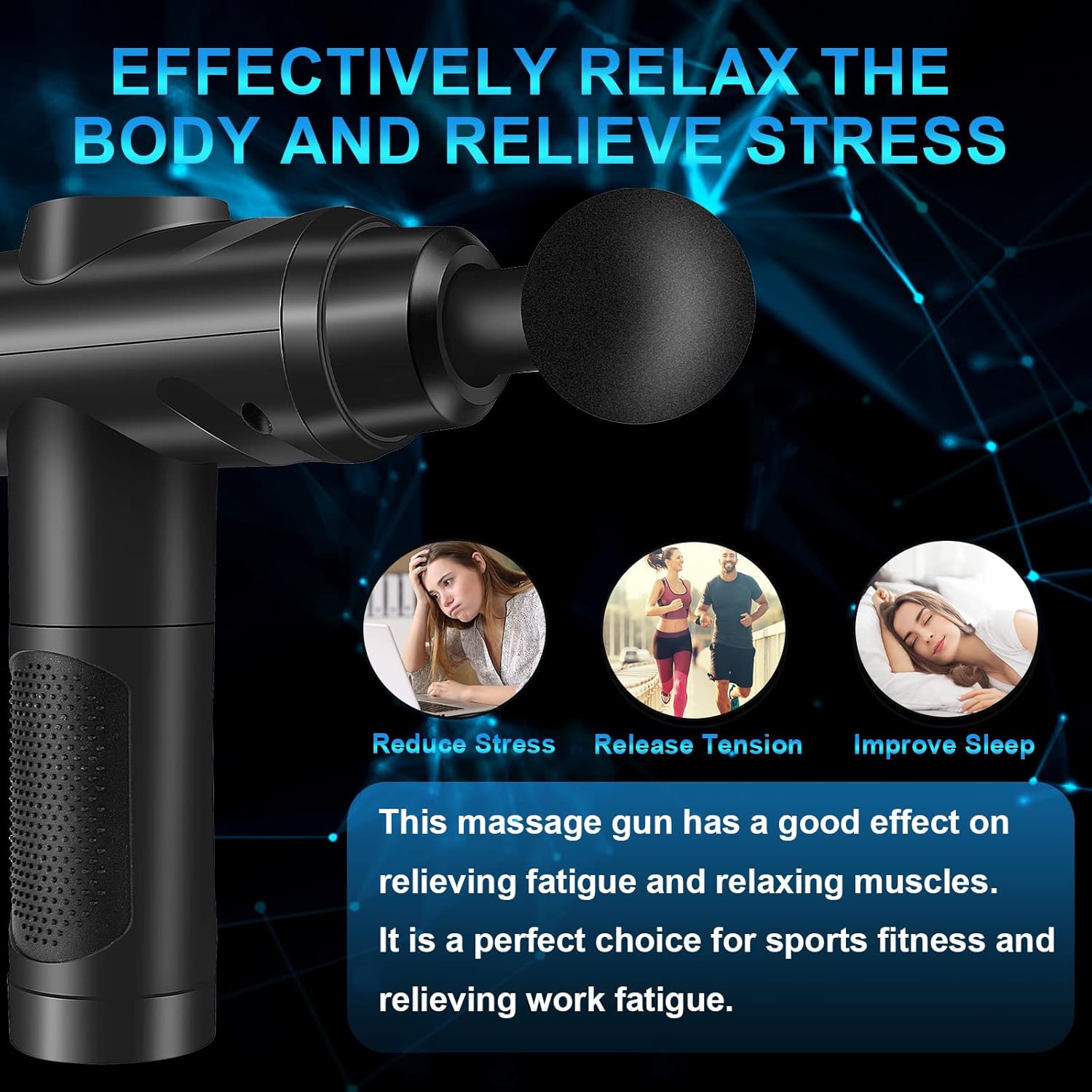 Massage Gun Deep Tissue, Muscle Percussion Massager with 30 Speeds Quiet Hand Massagers with LCD Touch Screen 10 Heads for Shoulder Body Back Relaxation (Black)