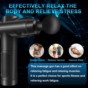Massage Gun Deep Tissue, Muscle Percussion Massager with 30 Speeds Quiet Hand Massagers with LCD Touch Screen 10 Heads for Shoulder Body Back Relaxation (Black)