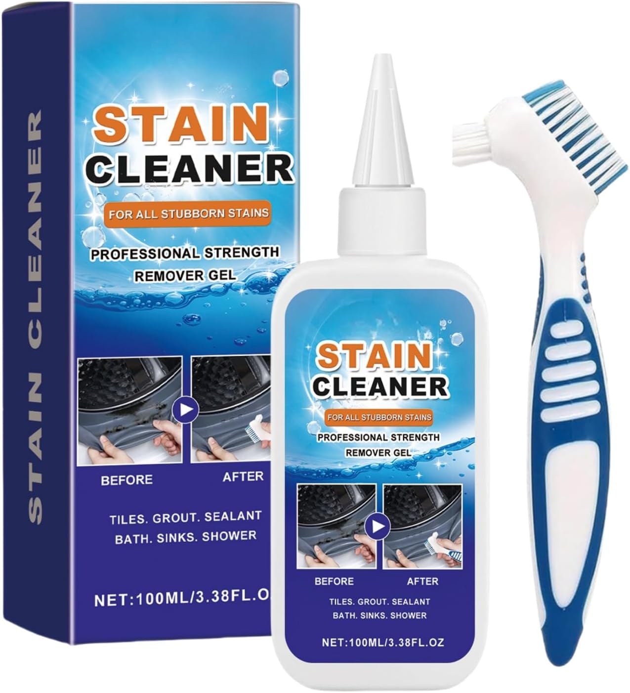 Household Stain Removing Gel 100Ml,Mould Stain Cleaner Gel,Washing Machine Cleaner for Washing Grout,Tile,Refrigerator,Windows,Bathroom,Kitchen Sink Stain,Bathroom Tile Grout Renewer,Kitchen Cleaner