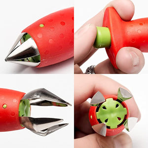2 Pack Magic Strawberry Huller Strawberry Huller Stem and Leaf Remover Stainless Steel Fruit Vegetable Top Stem Corer Pit Remover Great for Baking and Jam Making Kitchen Gadgets