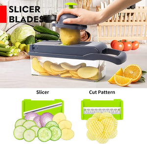 EzyBuy 12-in-1 Multifunctional Vegetable Chopper & Mandoline Slicer Set – Premium Kitchen Food Dicer, Grater & Cutter for Fruits and Vegetables