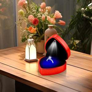 Ring Box with LED Light, Heart Shape Jewellery Gift Box Auto Lighted up Ring Boxes for Jewellery Earring Case Diamond Luxury Storage Display Holder for Engagement Proposal Wedding New Year (Red)