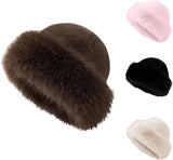 Faux Fur Cossack Hat for Women - Russian Winter Warm Earmuff Elegant Soft Plush Fluffy Windproof Thermal Trendy Furry for Skiing Skating Climbing - Ladies Girls