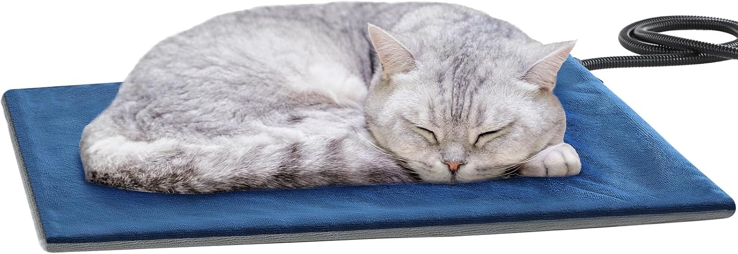 Cat Heat Pad, Pet Heating Pad Constant Temp Safe, Pet Heat Pad Anti-Bite and Waterproof, Puppy Heat Pad with Flame Retardant Cotton, Soft Cosy Heated Cat Bed for Cats and Dogs (S, 32X40Cm)