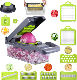 EzyBuy 12-in-1 Multifunctional Vegetable Chopper & Mandoline Slicer Set – Premium Kitchen Food Dicer, Grater & Cutter for Fruits and Vegetables