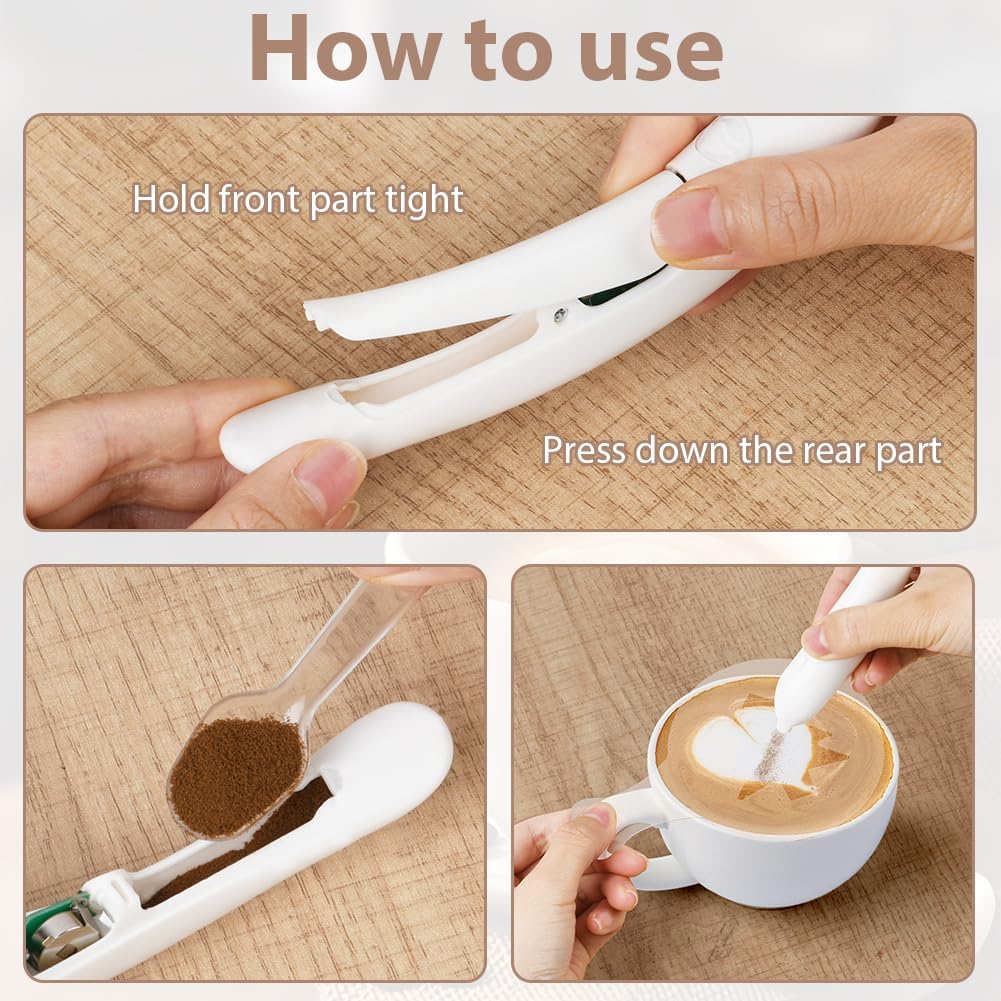 Latte Art Pen, Electric Coffee Pen, Cocoa Latte Art Spice Pen Works with Cinnamon, Salt, White Sugar, Fine Coffee Grinds, Cocoa Powder, DIY Coffee Accessories, Cake Decorating