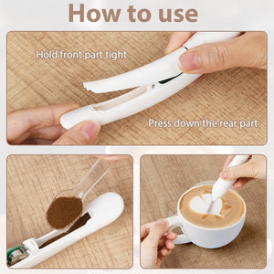 Latte Art Pen, Electric Coffee Pen, Cocoa Latte Art Spice Pen Works with Cinnamon, Salt, White Sugar, Fine Coffee Grinds, Cocoa Powder, DIY Coffee Accessories, Cake Decorating