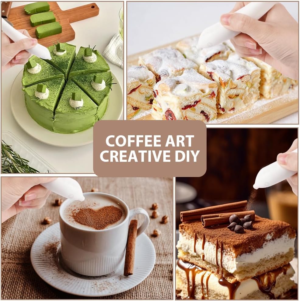 Latte Art Pen, Electric Coffee Pen, Cocoa Latte Art Spice Pen Works with Cinnamon, Salt, White Sugar, Fine Coffee Grinds, Cocoa Powder, DIY Coffee Accessories, Cake Decorating