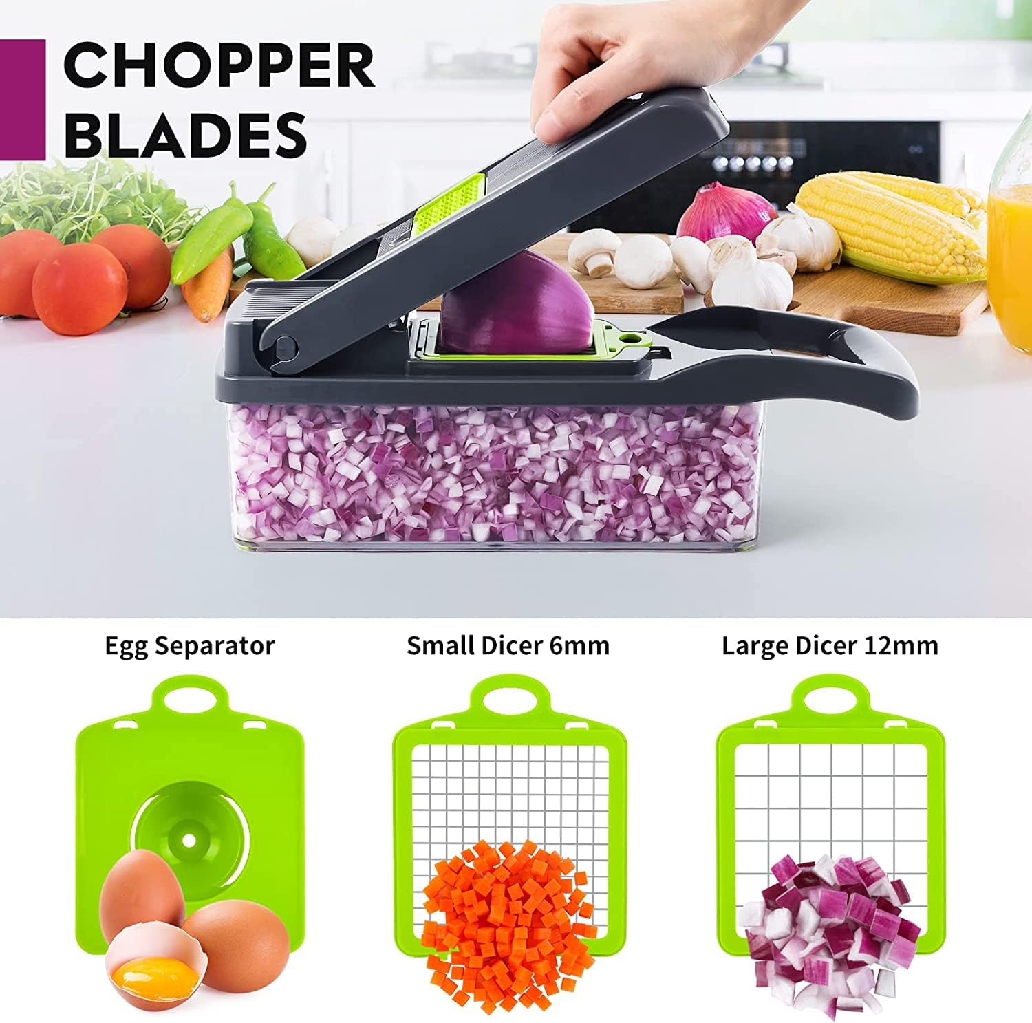 EzyBuy 12-in-1 Multifunctional Vegetable Chopper & Mandoline Slicer Set – Premium Kitchen Food Dicer, Grater & Cutter for Fruits and Vegetables