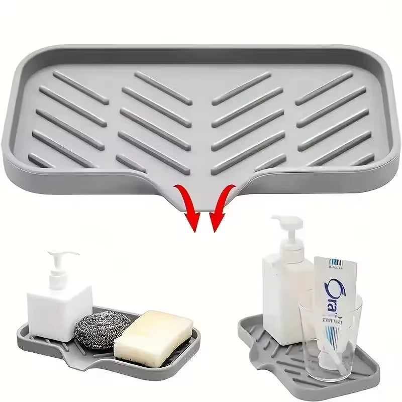 Kitchen Faucet Splash Pad Silicone Sink Faucet Splash Guard Mat Sponge Drain Rack Countertop Soap Tray for Bath Kitchen Gadgets