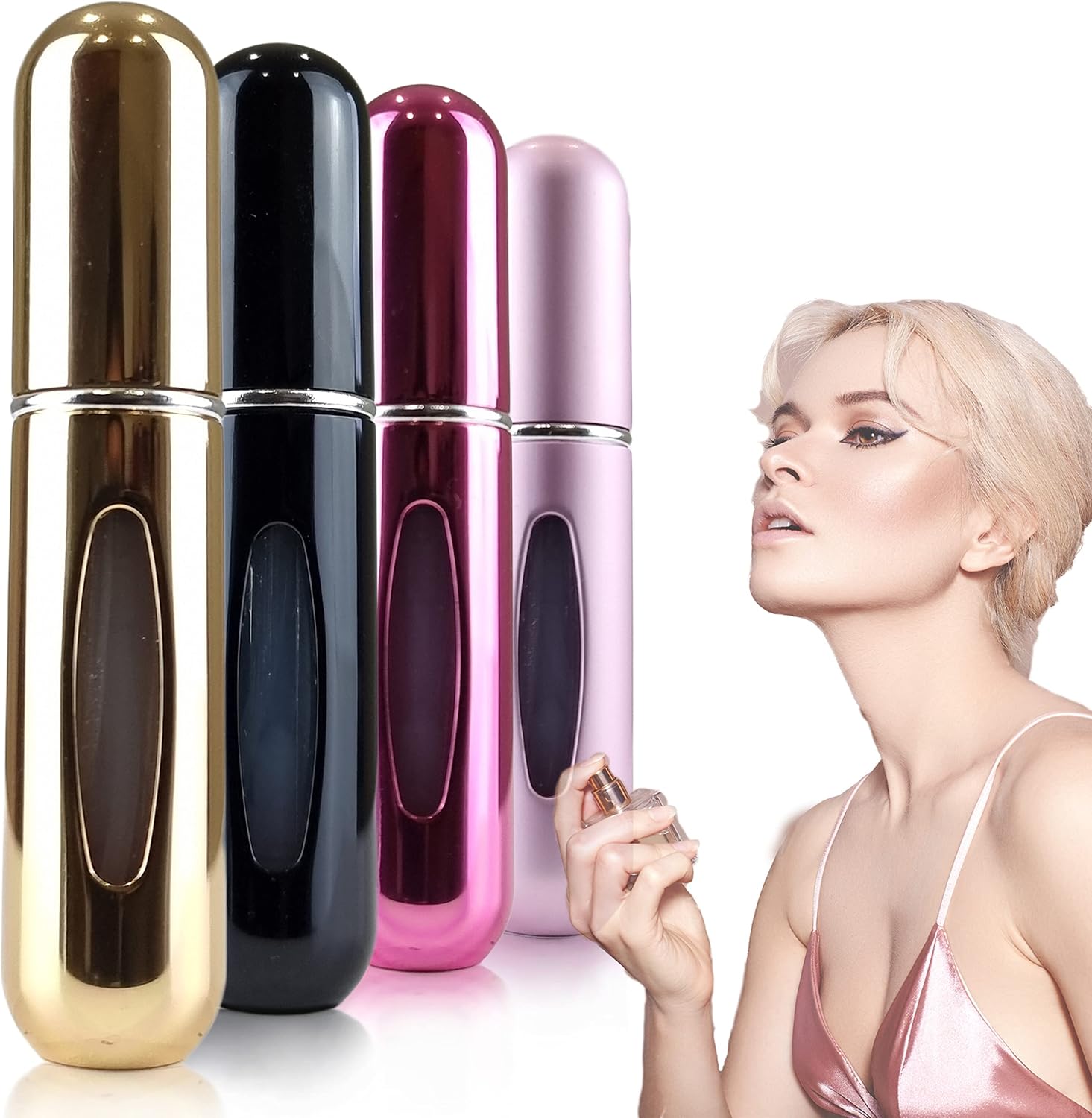Perfume Atomiser - Travel Essential, Refillable Perfume Travel Bottle, Atomiser Spray Bottle (5 Ml) 18 Colors, Piano Black