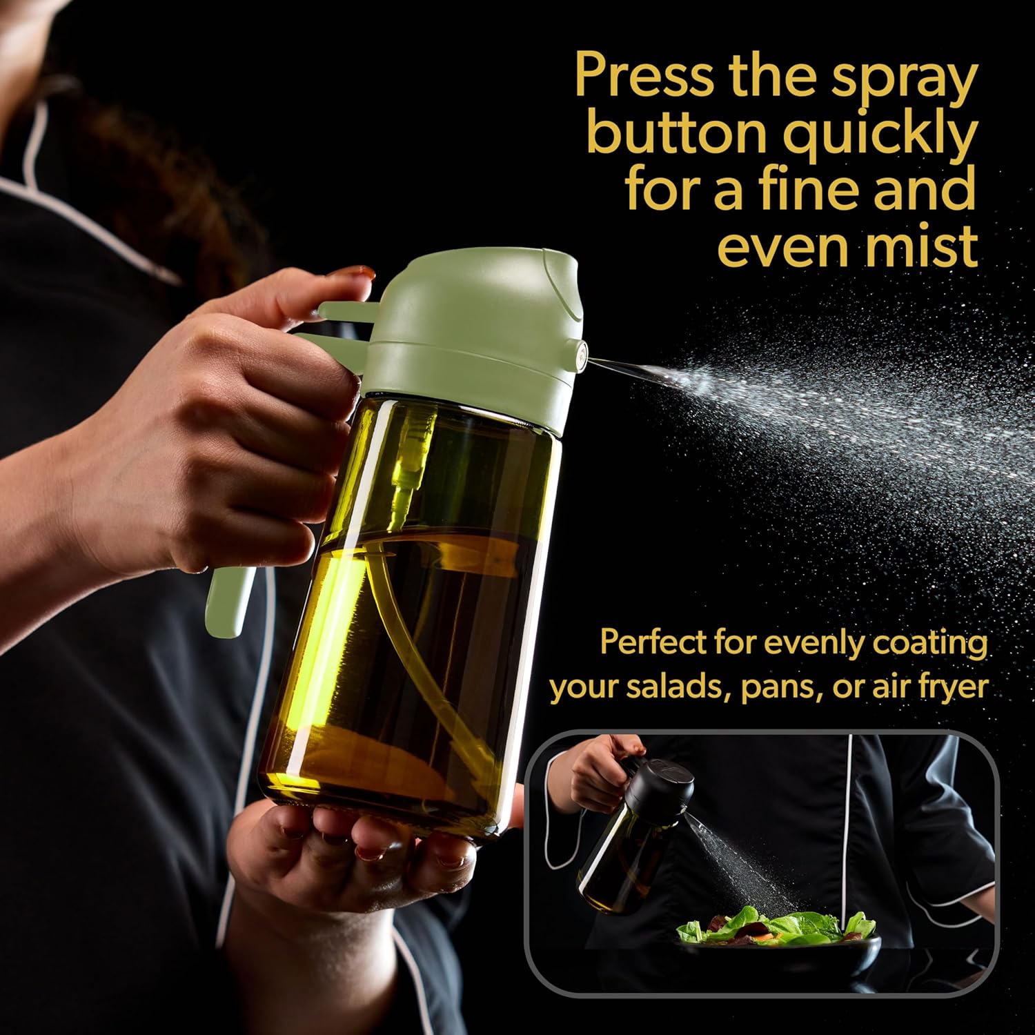 Kitchen Oil Spray 470 Ml | 2 in 1 Dispenser Oil Spray | Oil Spray Air Fryer | Oil Spray Sprayer | Oil Sprayer | Oil Spray | Oil Dispenser