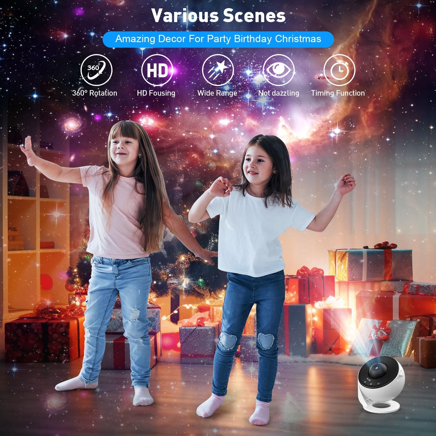 13 in 1 Planetarium Star Projector,  Realistic Galaxy Light Projector with 12 Planet Discs, Starry Sky Night Light Projector Lamp, Moon Night Light for Kids Adults Ceiling Bedroom Living Room