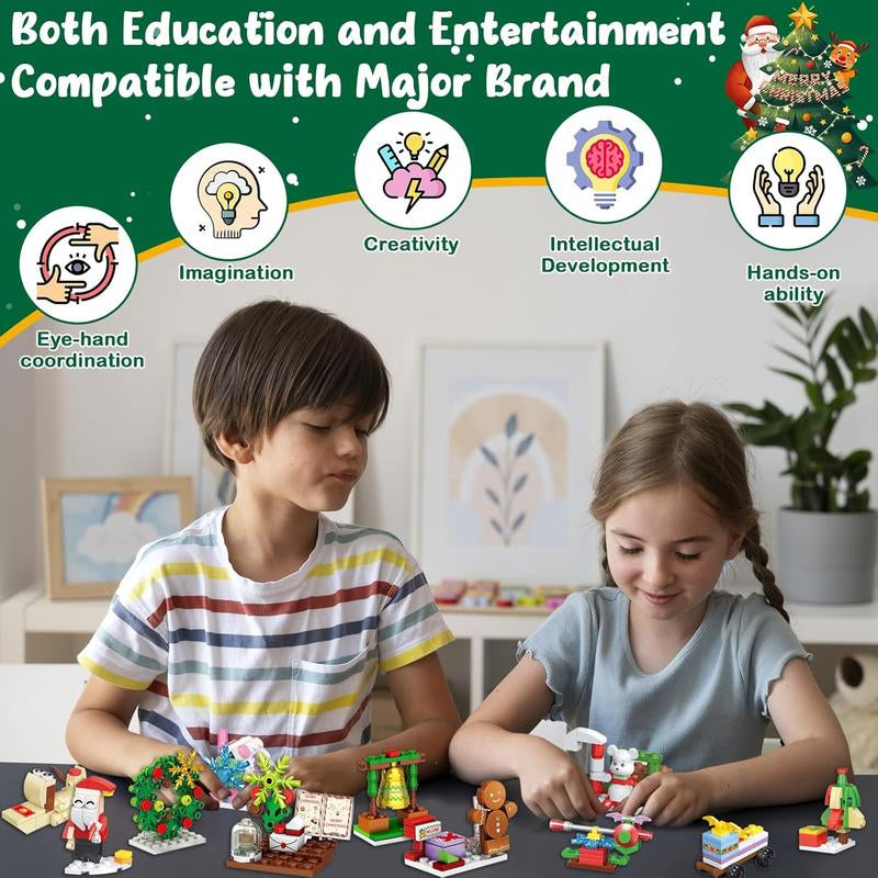 Christmas Advent Calendar 2025 Building Blocks for Kids & Adults - 24 Pack Assembly Puzzles with Christmas Tree, Reindeer Sleigh & Train - High-Quality Materials - Perfect Gift for Block Lovers