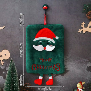 2026 Xmas Santa Claus Snowman Shape Towels Merry Christmas Hand Towel Thickened Absorbent Kitchen Hanging Towels Wipe Cloth