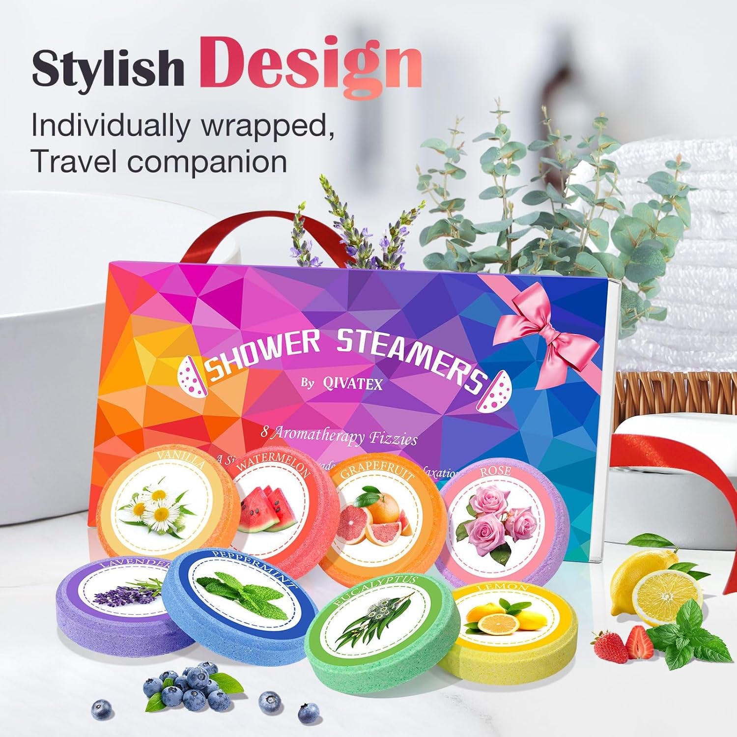 Gifts for Women: Shower Steamers Aromatherapy, Birthday Gifts for Women, Mum, Nanny, Girls, Teen SPA Stress Relief Bath Bombs Set Christmas Stocking Fillers Advent Calendar 2025 (8 Scents)