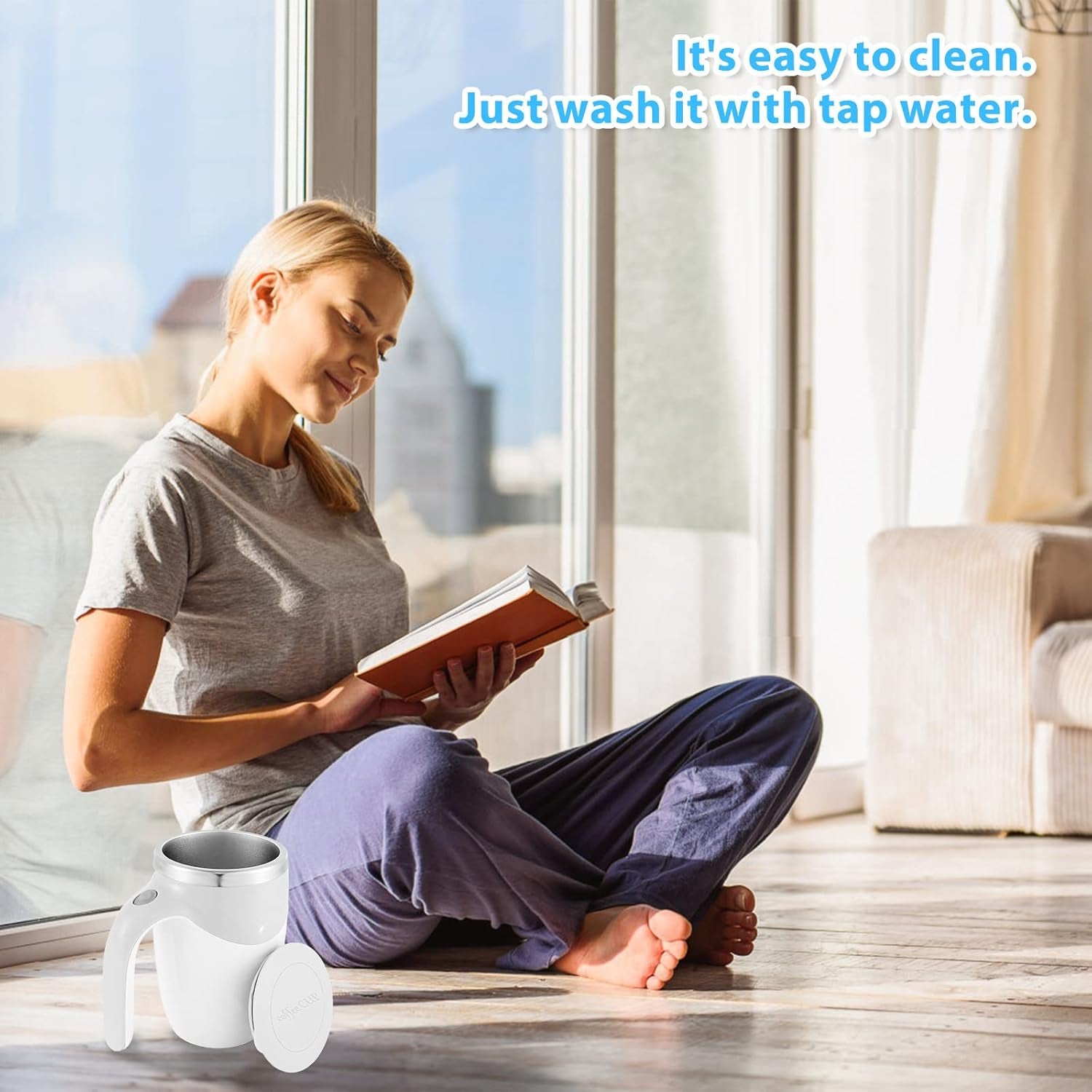 Stainless Steel Self Stirring Coffee Mug with Lid, 380ML Rechargeable Auto Magnetic Mug, Portable Auto Mixing Cup, Magnetic Hot Beverage Mixer for Coffee/Milk/Tea/Hot Chocolat/Latte/Mocha