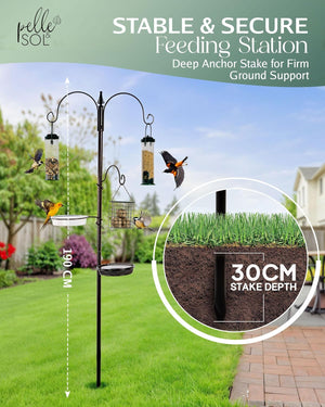 Bird Feeder with 3 Feeders & 2 Dishes | Bird Feeders Hanging Station, Bird Feeding Stations for the Garden, Bird Feeders for Small Birds