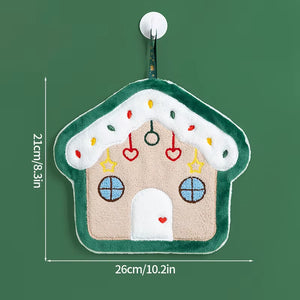 2026 Xmas Santa Claus Snowman Shape Towels Merry Christmas Hand Towel Thickened Absorbent Kitchen Hanging Towels Wipe Cloth
