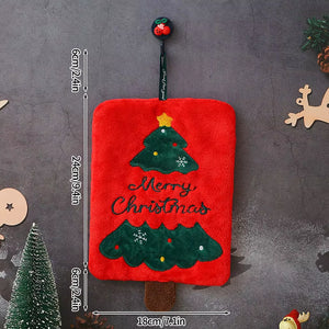 2026 Xmas Santa Claus Snowman Shape Towels Merry Christmas Hand Towel Thickened Absorbent Kitchen Hanging Towels Wipe Cloth