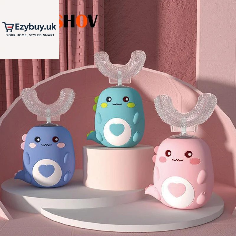 Children U-Shaped Electric Toothbrush 360 Degrees Smart Cartoon Kids Silicone Toothbrush Automatic Rechargeable Sonic Toothbrush