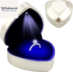 Ring Box with LED Light, Heart Shape Jewellery Gift Box Auto Lighted up Ring Boxes for Jewellery Earring Case Diamond Luxury Storage Display Holder for Engagement Proposal Wedding New Year (Red)