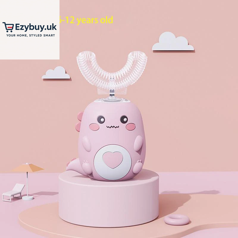 Children U-Shaped Electric Toothbrush 360 Degrees Smart Cartoon Kids Silicone Toothbrush Automatic Rechargeable Sonic Toothbrush