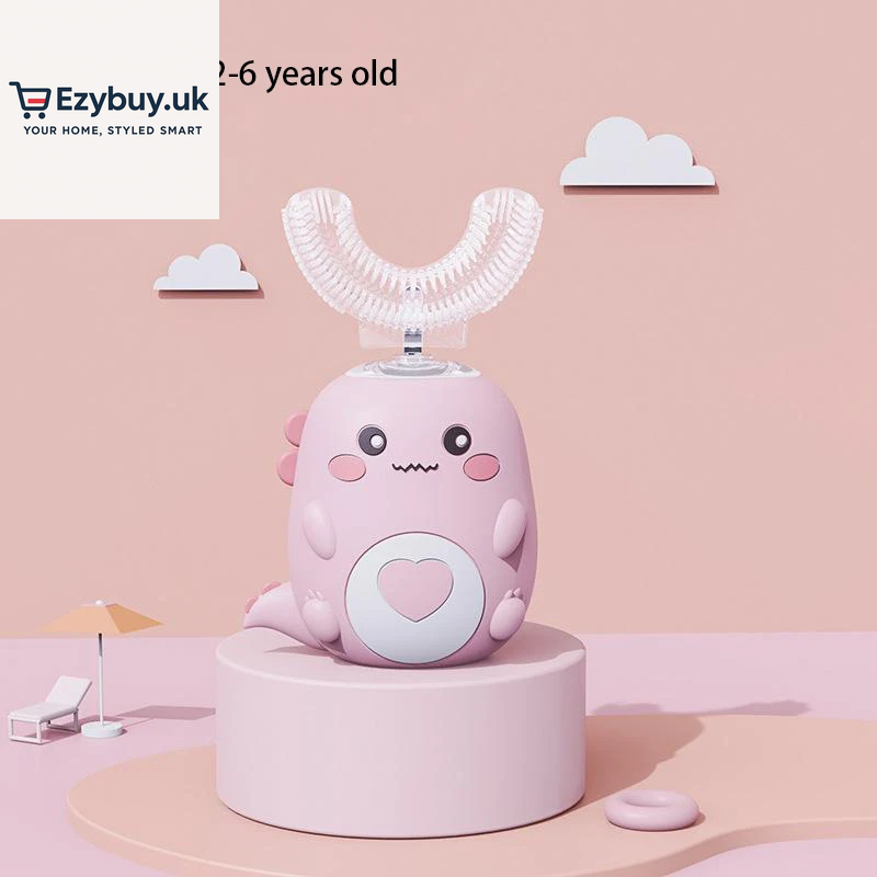 Children U-Shaped Electric Toothbrush 360 Degrees Smart Cartoon Kids Silicone Toothbrush Automatic Rechargeable Sonic Toothbrush