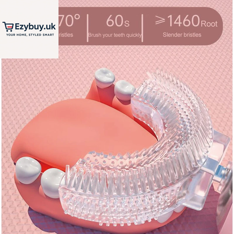 Children U-Shaped Electric Toothbrush 360 Degrees Smart Cartoon Kids Silicone Toothbrush Automatic Rechargeable Sonic Toothbrush